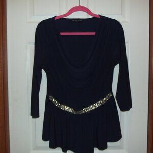 EUC Boston Proper Jersey Navy dressy top. See pics for measurements 20.5 PTP